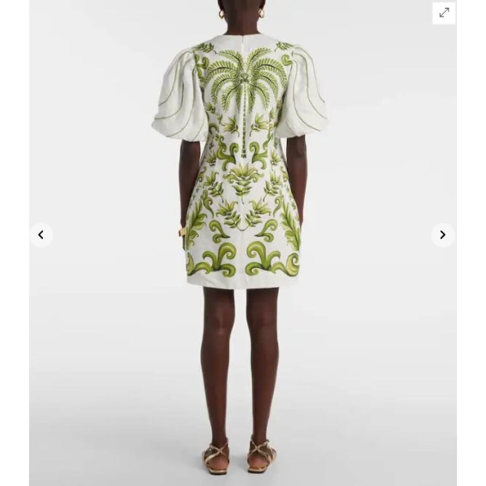Farm Rio Dress Womens Small Milani Printed Linen Mini Tropical Boho Chic Playful - Picture 3 of 15